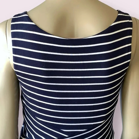 Philosophy Sleeveless Tank Shift Dress Stretchy Knit Size L Navy White Stripes - Picture 12 of 16